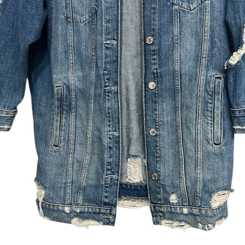 Guess Jean Jacket Woman’s XS/S Oversized Denim Distressed Paul Marciano READ - Picture 3 of 11